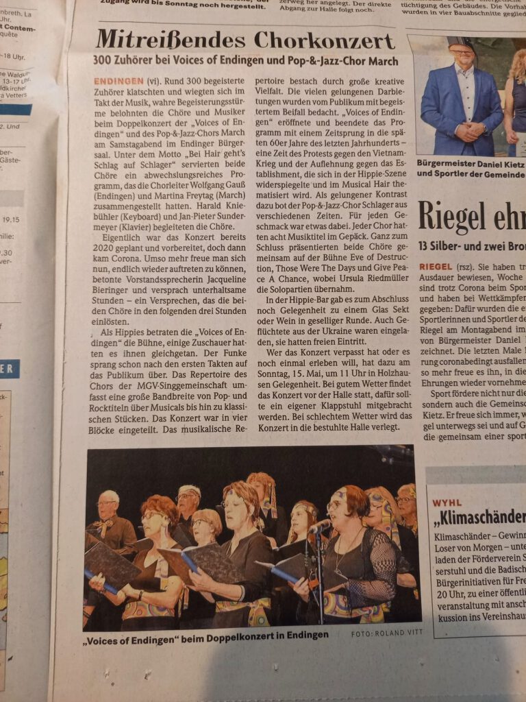 Zeitungsbericht in der badischen Zeitung